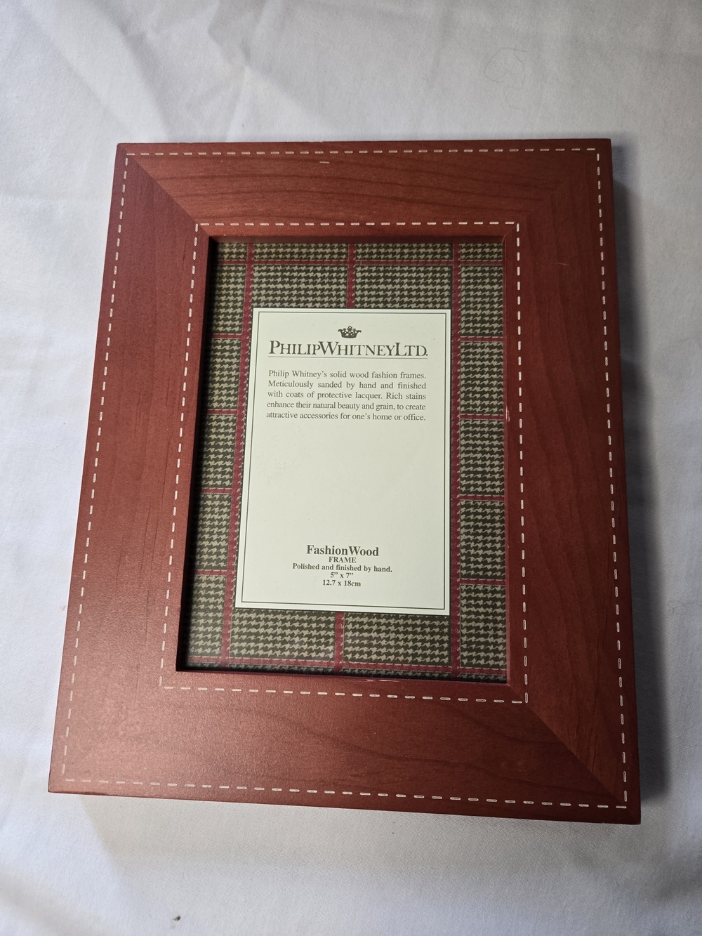 Red Cherry Wood Picture Frame with Stitched Detail